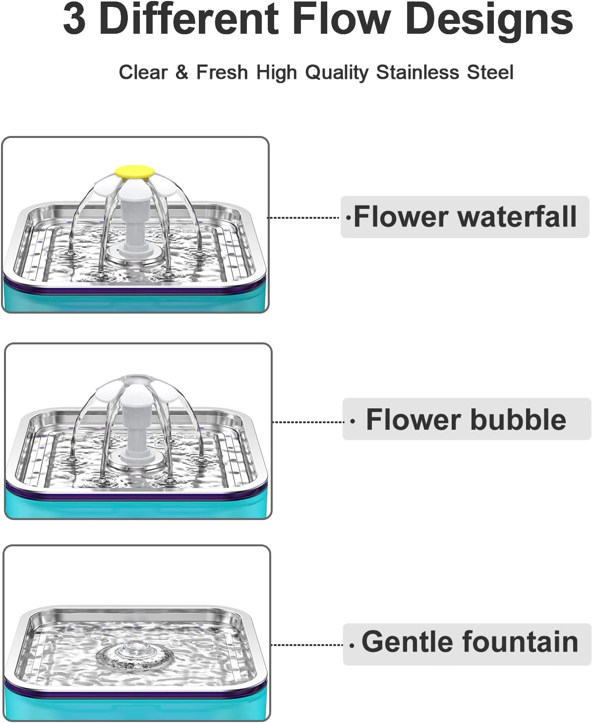 Wonder Creature Crystal Cat Water Fountain Stainless Steel Lid - Green+1 Filter+1 Sponge - image 3