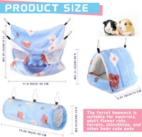 Abbylike 9 Pieces Rat Hammock 3 Tier Guinea Pig Ferret Hammocks Small - Yellow, Grey, Blue / Bear - image 3