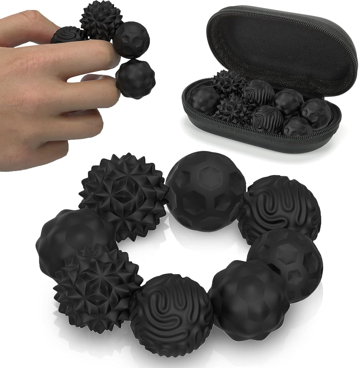 Magnetic Fidget Balls for Adults & Teens - Black (8-pack)