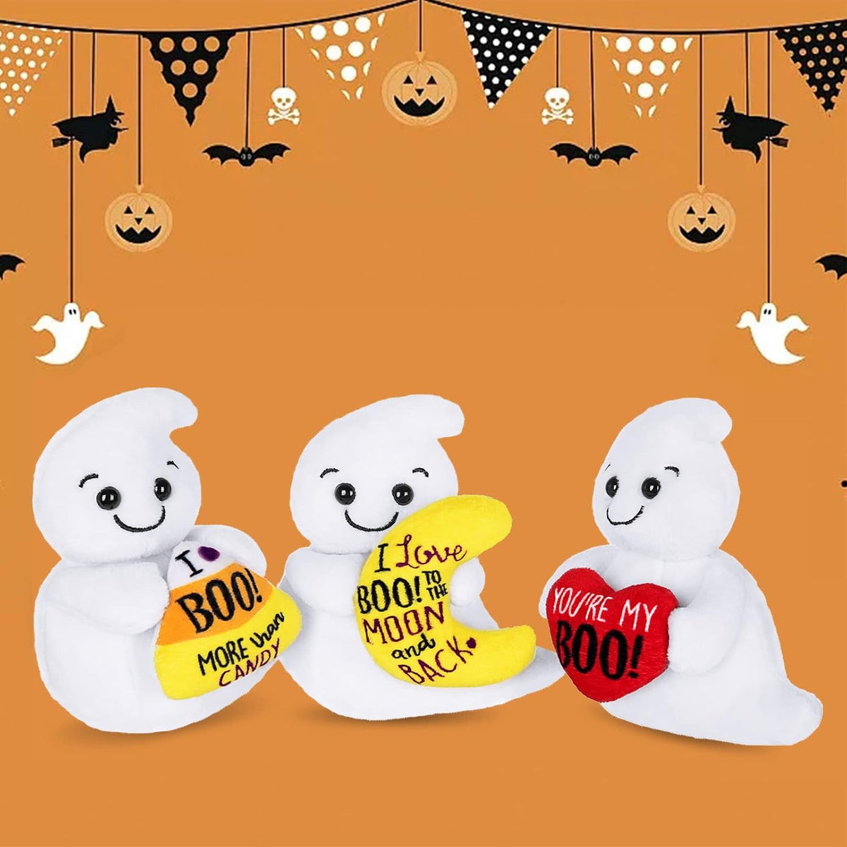 My OLi 9 inch Halloween plush bears 2 pack in pumpkin and wizard costumes with flip-top hats - view 14