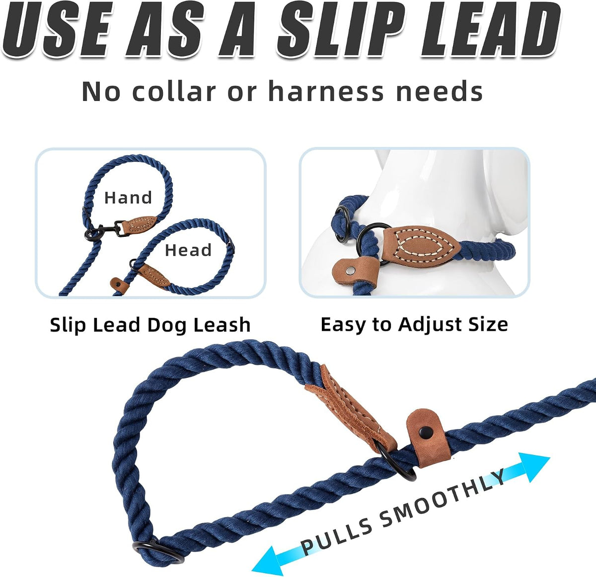 Mile High Life Hands Free Dog Leash - Navy Blue / 8FT Hands Free - image 3