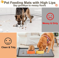 Dog Food Mat 36"x24" - Silicone Dog Mat for Food and Water Large Pet Feeding Mats with Residue - Gray / 28"L x 20"W - image 2