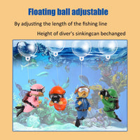 Wonfly 2-pack pink resin floating diver aquarium decorations with float balls - view 4