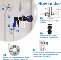 Dog Shower Attachment Water Hose Nozzle Sprayer Set – Essentials for Dogs - 9.8FT Tub Faucet Sprayer - image 4