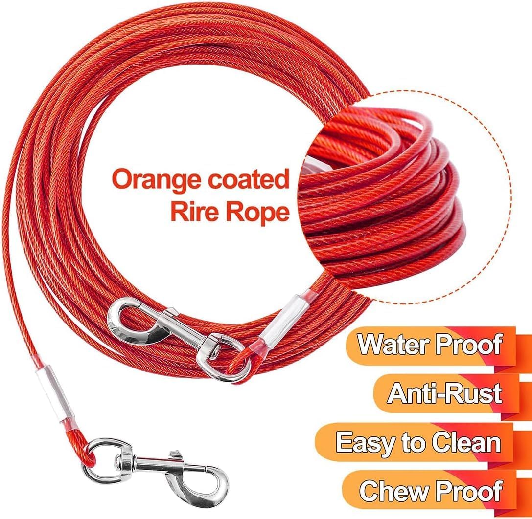 10/15/20/25FT Dog Tie Out Cable - Red / 125Ibs 100ft - image 4