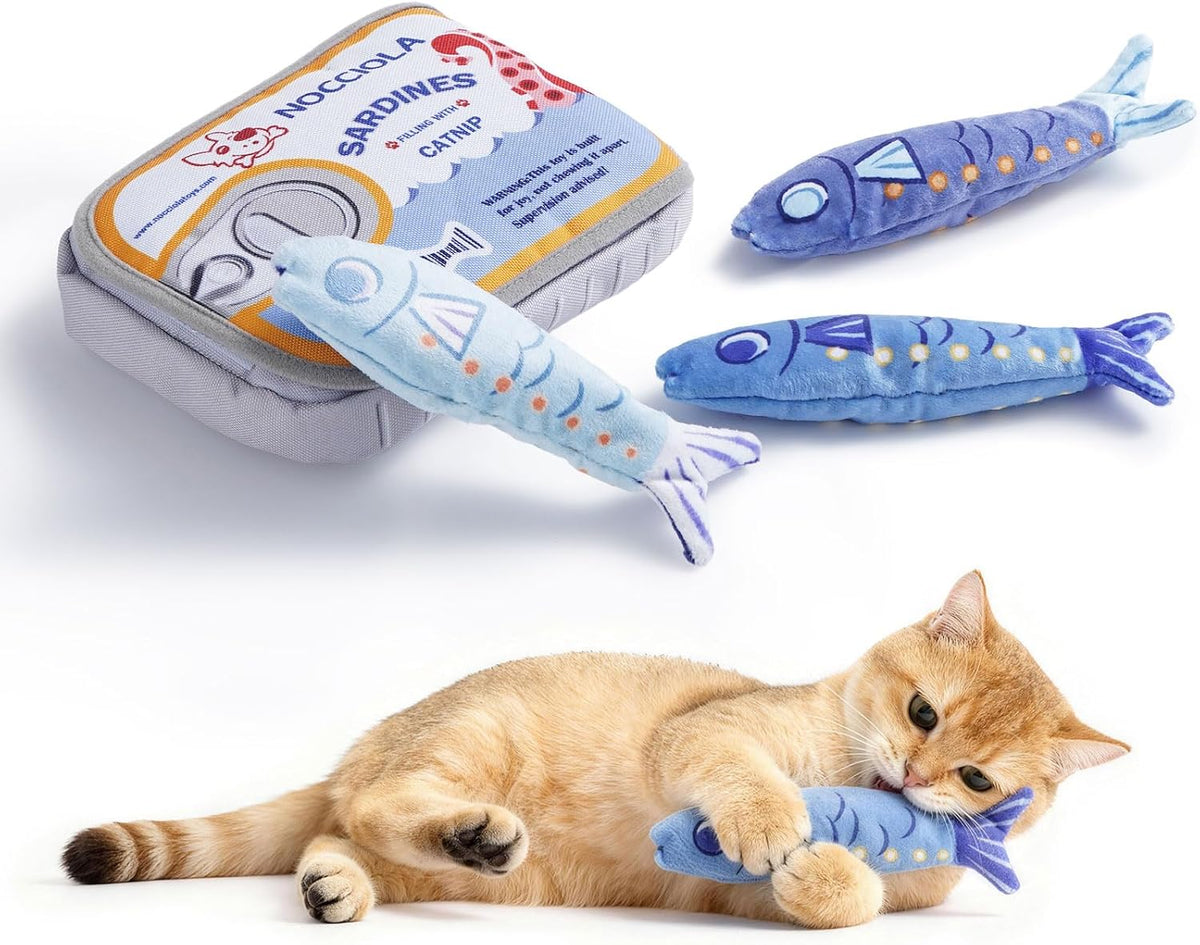Nocciola Sardines Catnip Toys for Indoor Cats - Blue