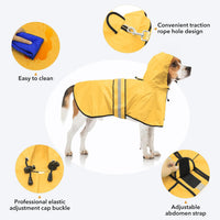 Waterproof Dog Raincoat, Adjustable Pet Rain Coats - Yellow / Medium - image 2