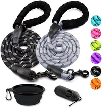 COOYOO 2 Pack Dog Leash 5 FT Heavy Duty - 1/2"x 6 FT (18~120 lbs.) / Set 5-Black+Grey