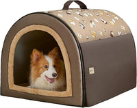 Jiupety 2 in 1 Dog House Indoor, Comfy Cave Bed Covered Dog Bed, Portable House for Medium and Large Dogs, 2XL(35"×27"×26"), Up to 70 Lb, Brown