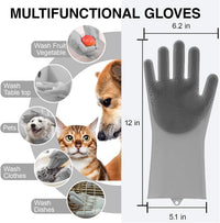 Pet Grooming Gloves, 5-Finger Silicone Dog Bath Scrubber with High-Density Teeth, Reusable Washing - Blue - image 3