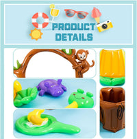 LUKBERA inflatable animal kids pool with slide, sprinkler arch and toy animals - view 7