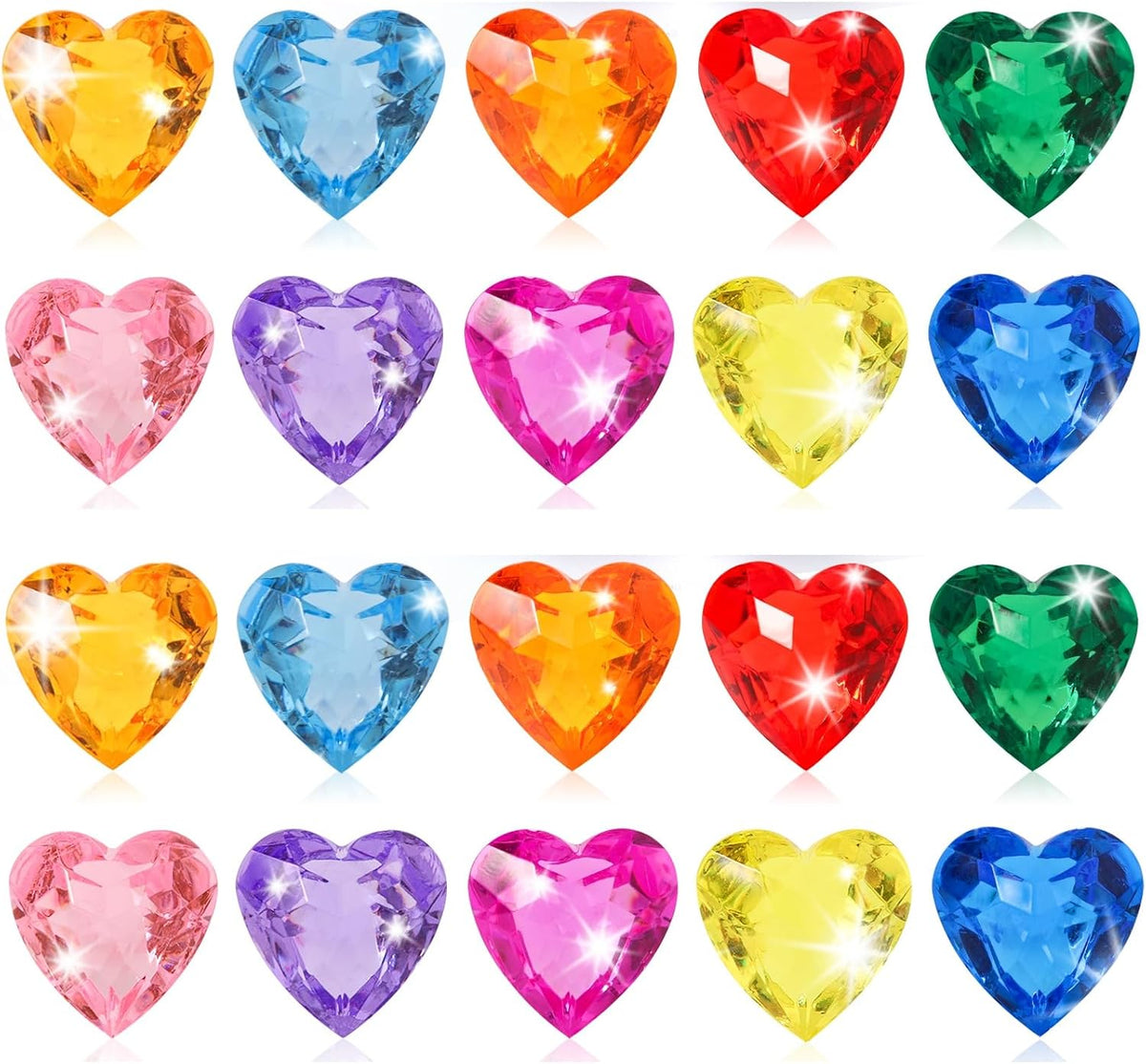 Niceup acrylic heart gems, 30 chunky 3D heart-shaped diamond gemstones for kids - view 5