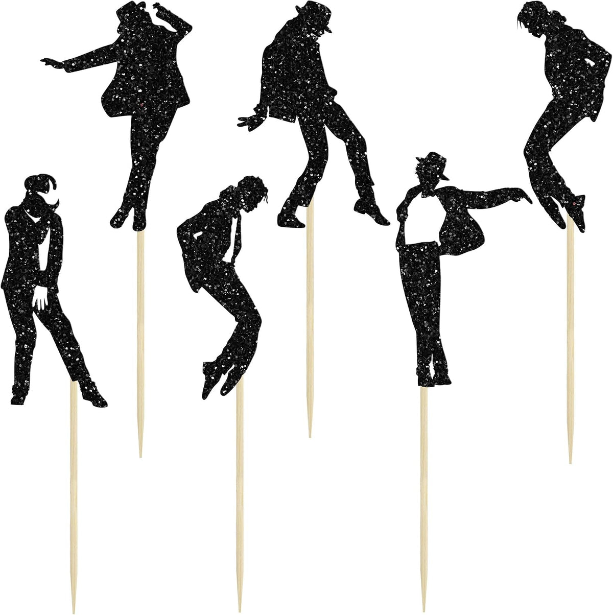 Gyufise 24Pcs Dance King Cupcake Toppers Glitter Jazz Dancers Happy - Black 13 - image 3