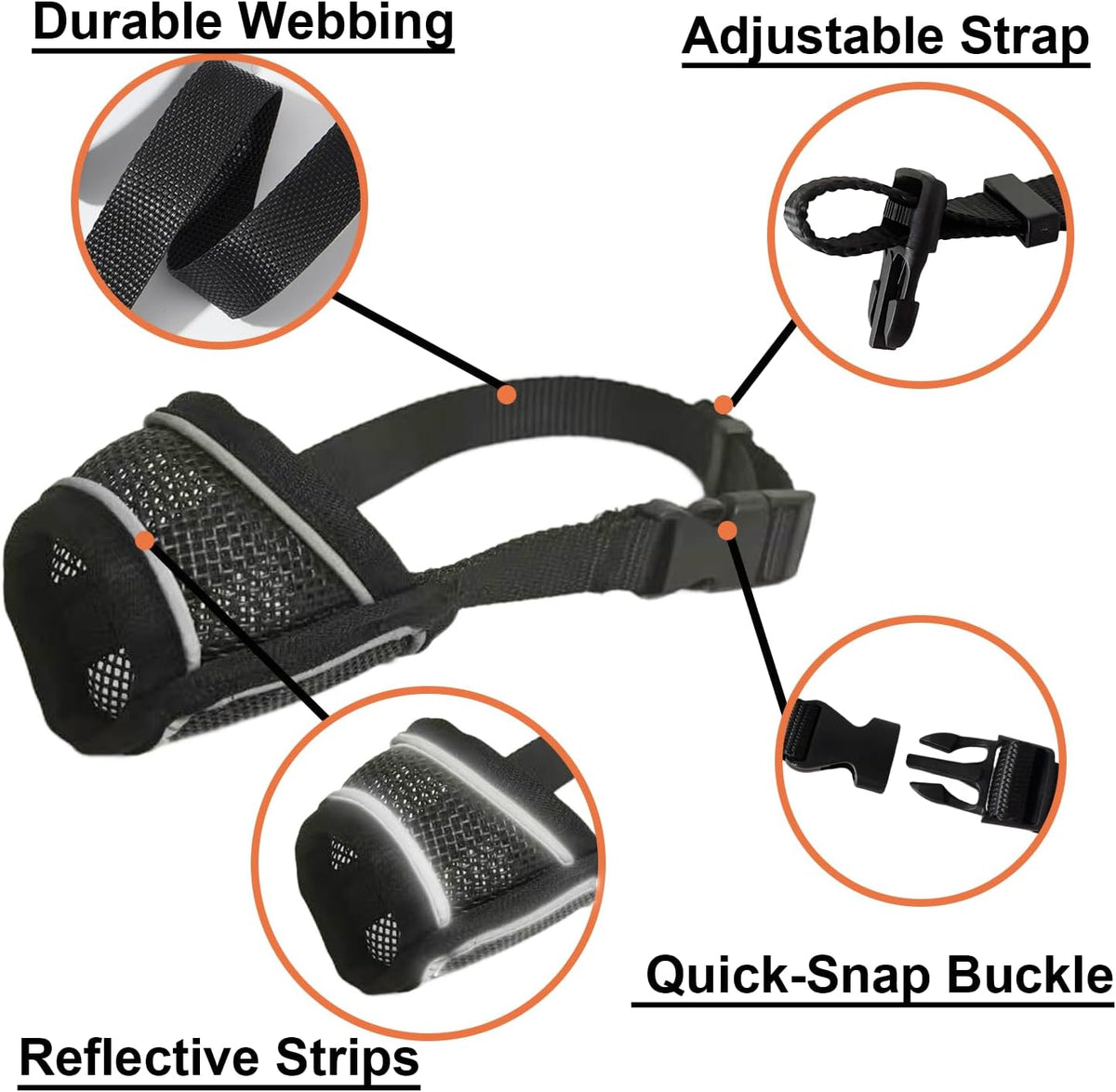 Dog Muzzle for Small Medium Large Dogs Soft Air Mesh Muzzles – Essentials for Dogs - Black / S (Snout 6¼"-7") - image 3