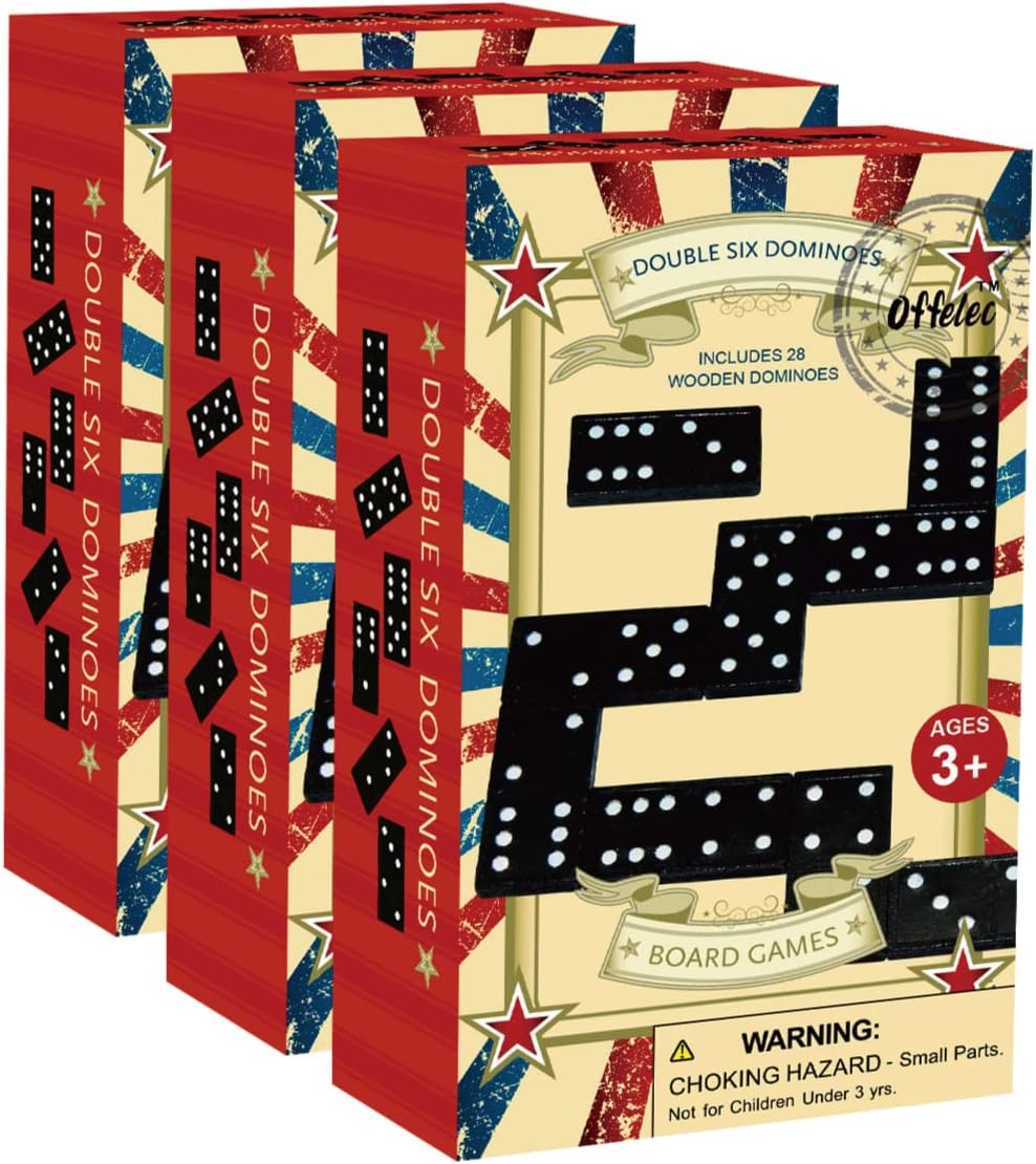 Offelec Double Six Dominoes Set - Double 6 Wooden Dominoes