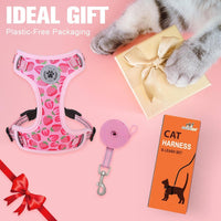 Cat Harness and Leash Set, Escape Proof and Adjustable - Strawberries Pink / S (Chest: 11 - 16") - image 2