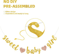 BEISHIDA Pre-Strung Glitter Champagne Girl Baby Banner Baby Shower - gold - image 3