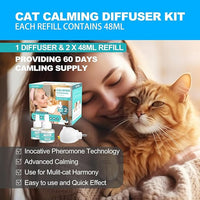 Cat Calming Diffuser, Cat Pheromones Calming Diffuser, Effectively Relieve Anxiety Stress Cat Diffuser Calming Multicat with 1 Diffuser + 2 Refill 48ml Last 60 Days Fits All Cats