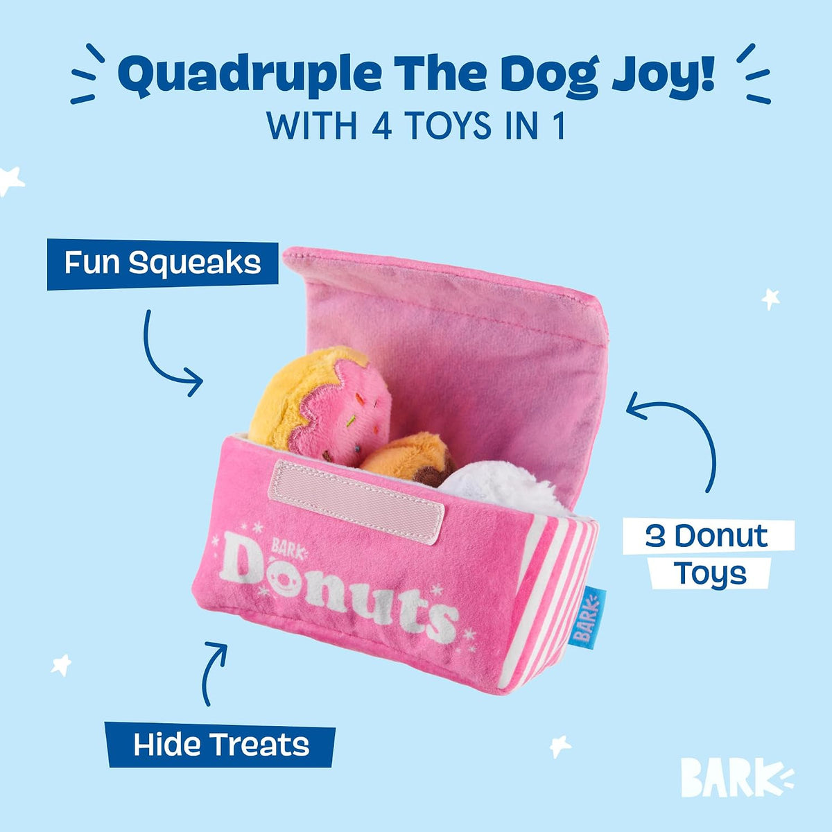 BarkBox Barker's Dozen Donuts 4-in-1 Interactive Plush Dog Toy – Essentials for Dogs - Donuts - image 2