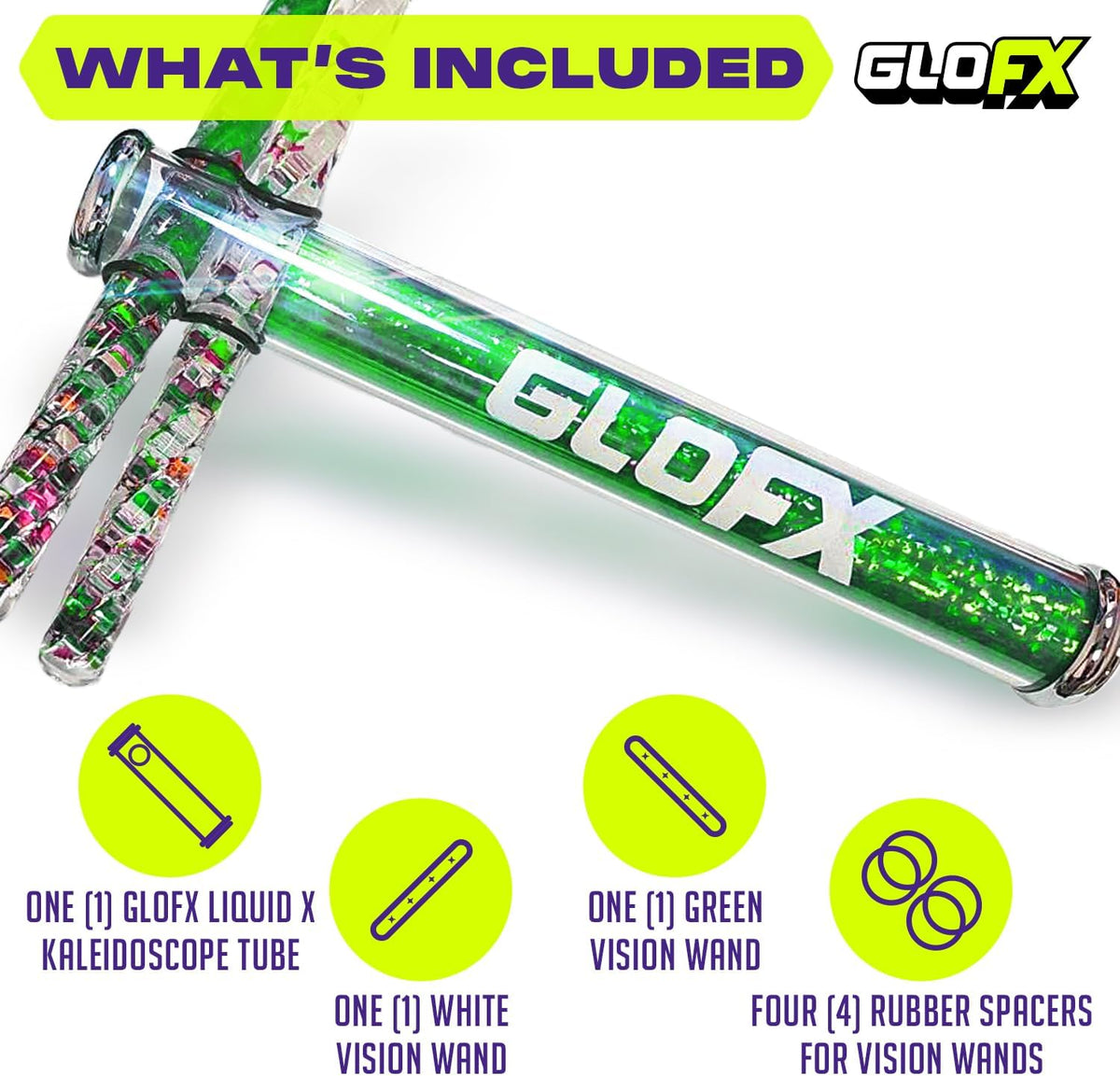 GloFX blue Liquid X kaleidoscope tube with blue and white glitter Vision Wands - view 12