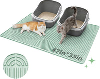 Cat Litter Mat,47" x 35" Extra Large Silicone Waterproof Litter Trapping Mat for Scatter Control - 47" x 35" / Green