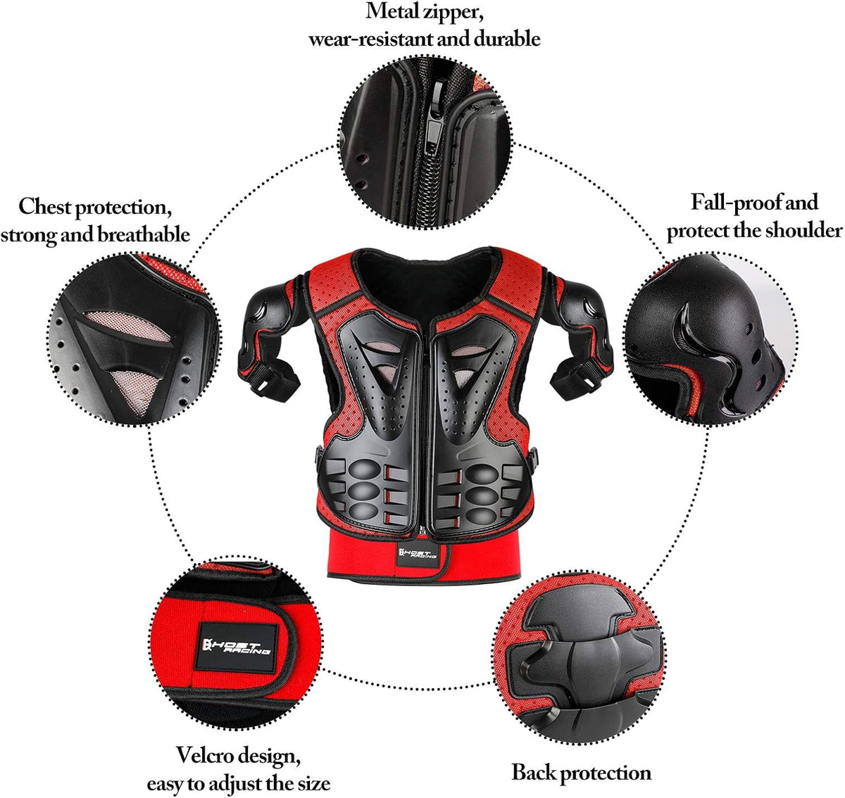 JUSTDOLIFE youth dirt bike gear set with chest protector, knee and elbow pads - view 21