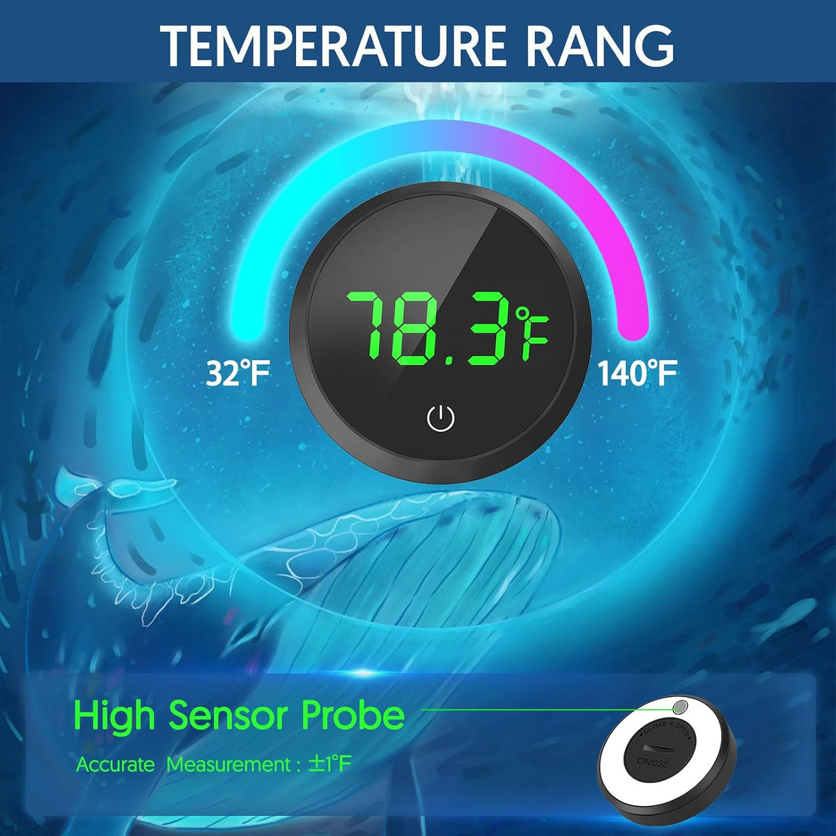 Fish Tank Thermometer Aquarium Thermometer Wireless Touch Stick - Black - 1 Pack - image 3