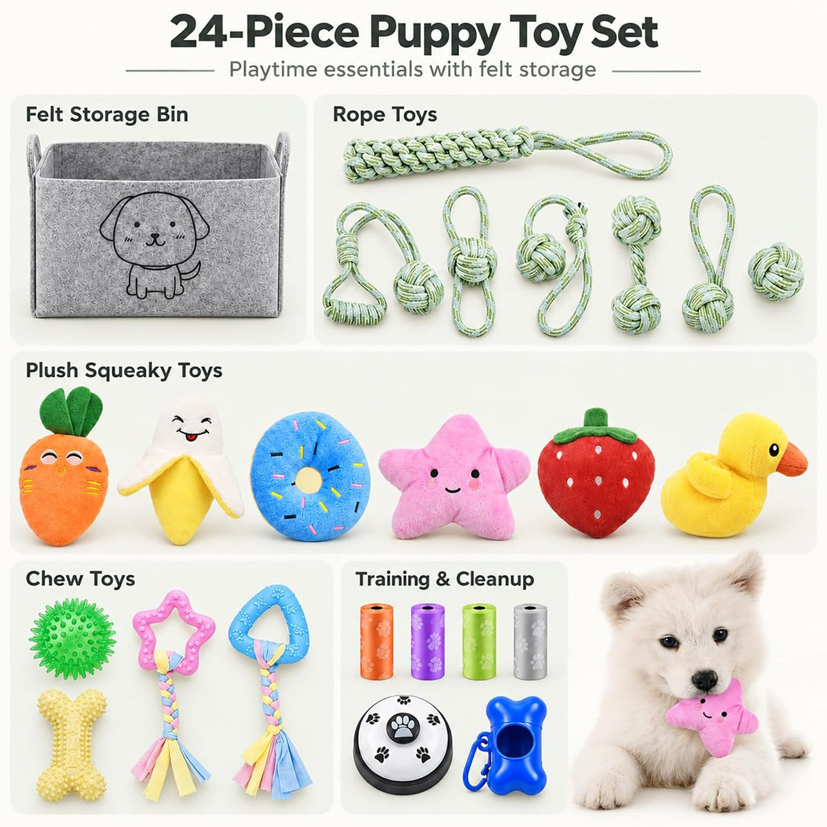 LECHONG Dog Toys for Aggressive Chewers Tough Rope Chew Toys - 24pack - image 2