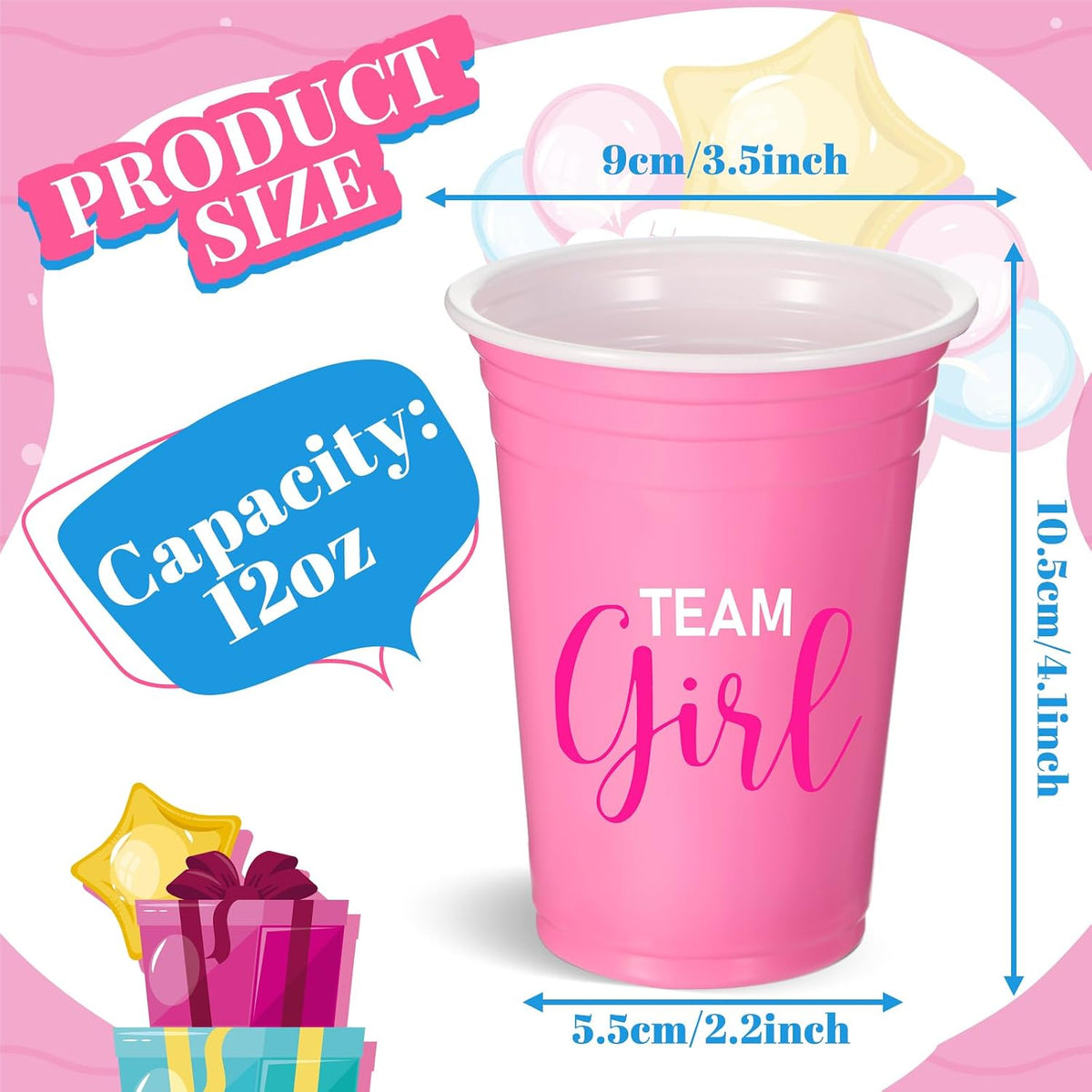 Norme 60 Pcs 16 oz Plastic Gender Reveal Cup Blue Pink Disposable Cup – Fun for Kids & Family - 12 oz / 30 - image 2