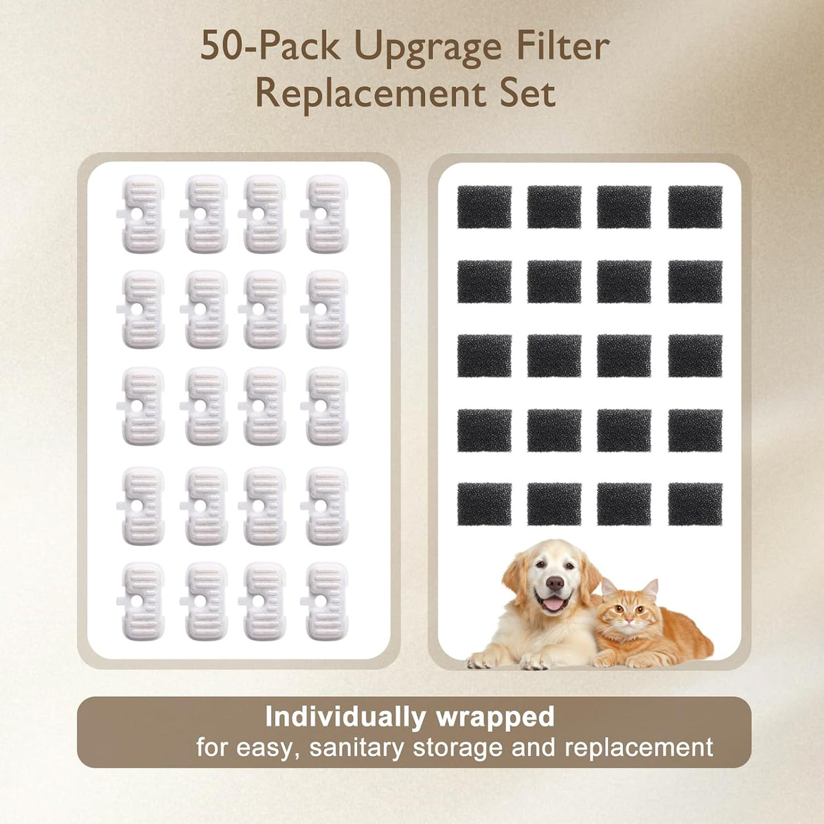 SORON 20 Packs Filter Replacement Compatible with PETLIBRO Cat Water - 50 Pack - image 4