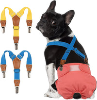 Pet Soft Dog Suspenders 2 Pieces Female Dog Diaper Suspenders - Gold & Blue / XS/S