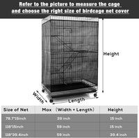 Bird Cage Net Cover Seed Catcher - Black / 59.8 x 39.4 Inch/ 152 x 100 cm - image 2