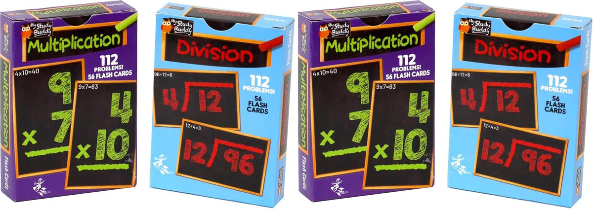 Regal Games Math Flash Cards for Addition & Subtraction, 1st - Multiplication & Division - 4 Pack