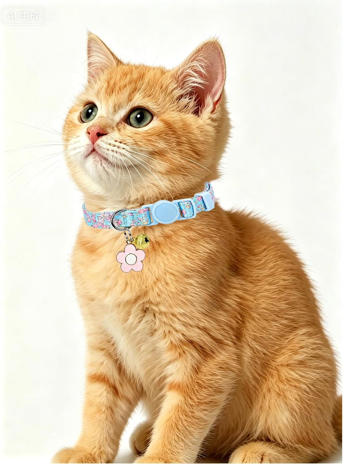 SOLMOONY Cute Cat Collar for Girl Boy - Green Flowers - image 2