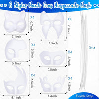 Leyndo blank white paper mache half masquerade masks, 24-pack in classic style - view 12
