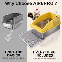 AIPERRO Stainless Steel Litter Box - Mustard Yellow / X-Large - image 3