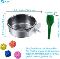 Parrot Feeding Dish Cups,Stainless Steel Bird Food Water Bowl Parakeet Feeder Birds Cage Ball Toys - 【2 PCS】 / 【L:5.5x2.0 Inches】 - image 4