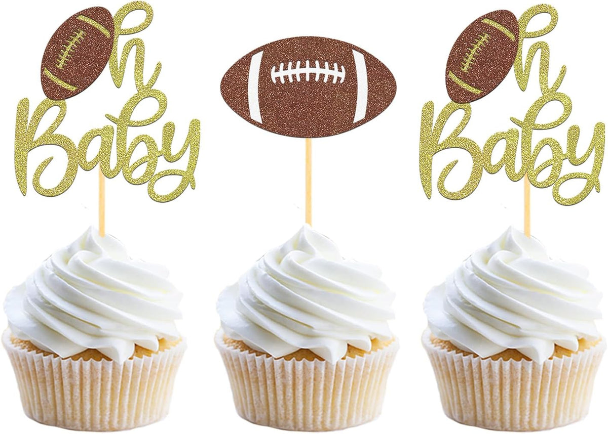 Moitkptt 24 glitter football player cupcake toppers - view 2