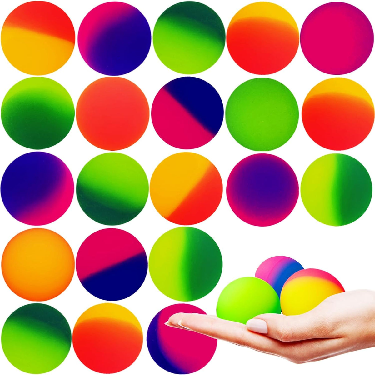 Whkvnng 24 jumbo 45mm bouncy balls for kids in bright assorted colors