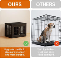 38" Heavy Duty Dog Crate Furniture for Small,Medium and Large Dogs,Rustic Wooden Dog Cage Kennel Indoor Furniture with Waterproof Top,Decorative Pet House Side End Table (Black)
