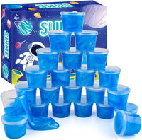4 Pack Galaxy Slime Kit, Party Favors for Kids, Non Sticky, Wet - Blue Galaxy Slime