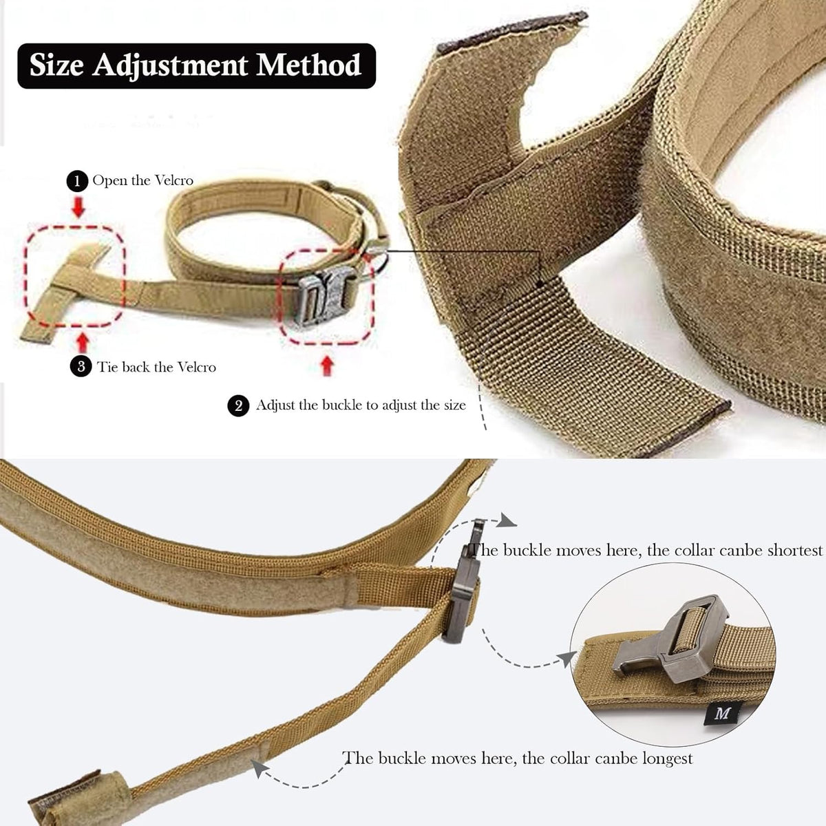 Tactical Dog Collar Adjustable Military Nylon Dog Collar with Control - Large (Pack of 1) / Brown - image 4