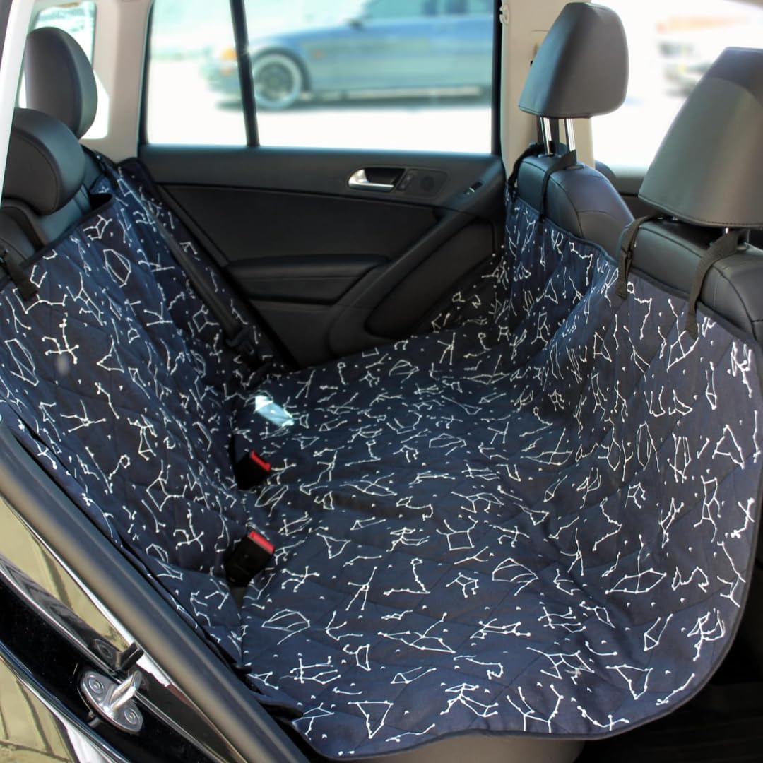 Molly Mutt Deep Blue Dog Car Seat Cover, GOTS-Certified Cotton - Rocketman