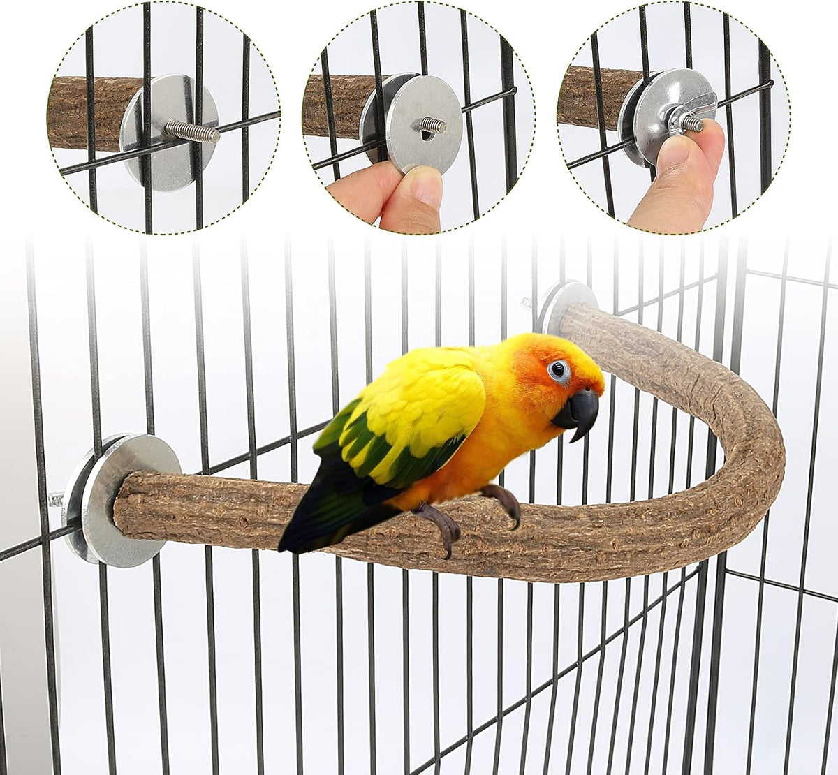 Natural Wood Bird Perch, U-Shaped Bird Perch for Cage – Essentials for Birds - 1 Pcs L U Perch - image 3