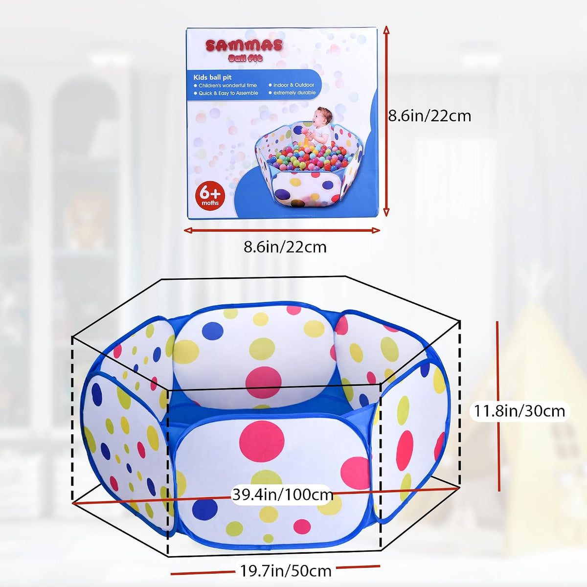 Kids Ball Pit Large Pop Up Toddler Ball Pits, Indoor&Outdoor - image 2