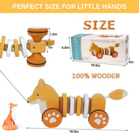 Baby Toys Car,Wooden Pull Along Toy for Toddlers 1 2 3 Year Olds – Fun for Kids & Family - Fox - image 3