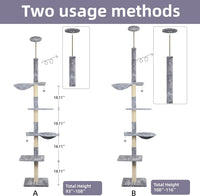 Adjustable 93"-116" Tall Cat Climbing Tree 5-Tier Kitty Activity - Tall / Grey 1 - image 3