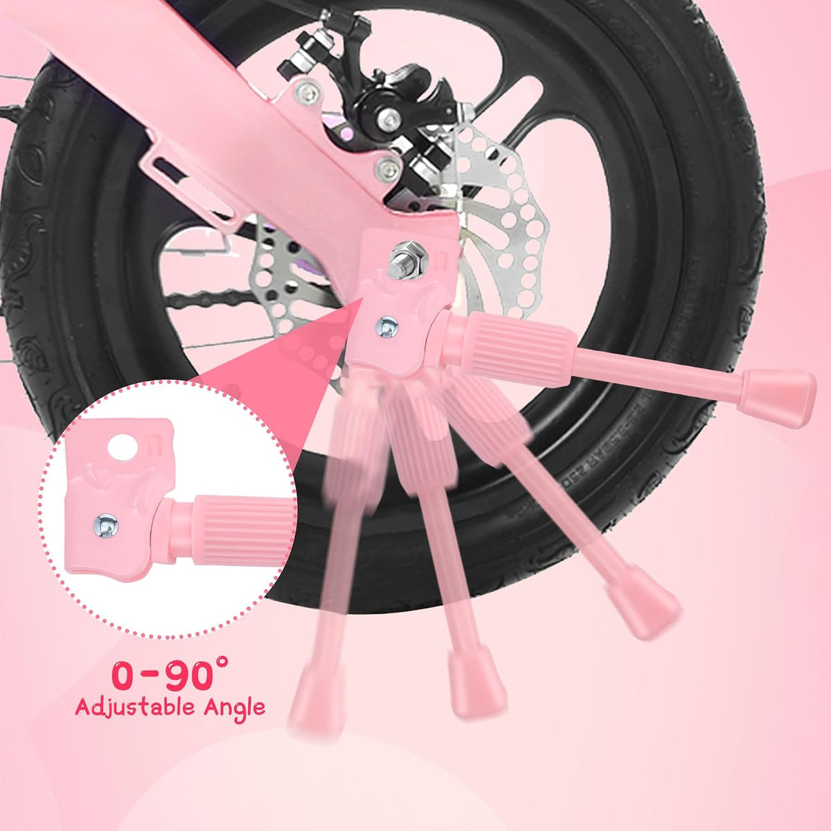Kids Bike Kickstand Fits 12 14 16 18 20 Inch Bicycles - Pink / For 12 inch wheel - image 4