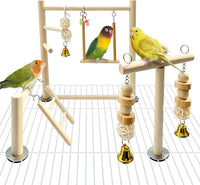 Natural Wood Bird Play Gym for Small Birds - Style B