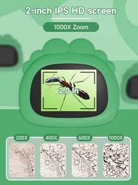 Microscope for Kids 1000X Handheld Digital Miniscope Stem Toys Gifts – Fun for Kids & Family - Green - image 2